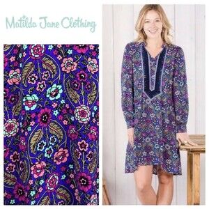 Matilda Jane Thoughts and Dreams Women's Dress XS Boho Floral Rayon Lightweight